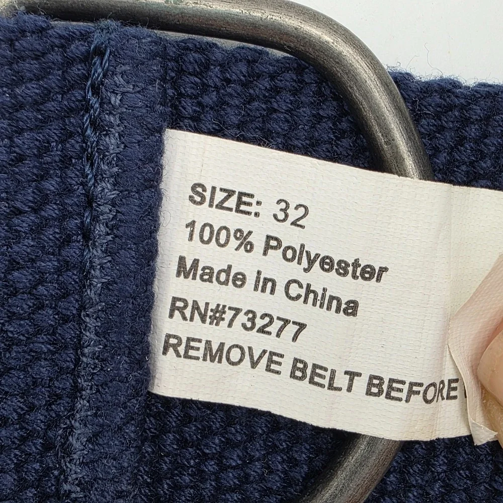 Mens Navy Blue Canvas Web D-Ring Belt Military Style Size 32 Adjustable